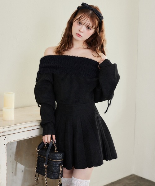 NICE CLAUP オフショルワンピース セール】オフショルニットワンピース（ワンピース）｜one after