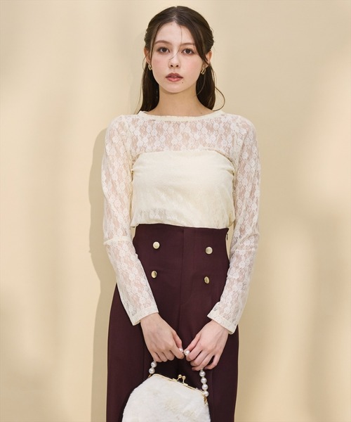 SWINGLE（スウィングル）の「ストレッチレースプルオーバー（Tシャツ/カットソー・レディース・ブラック/アイボリー・FREE）」の11枚目の写真