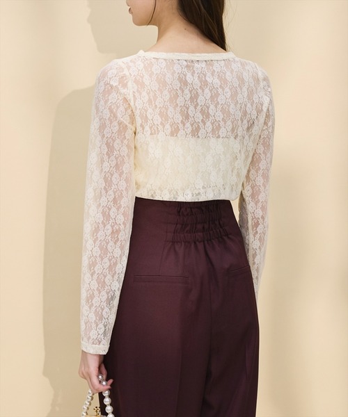 SWINGLE（スウィングル）の「ストレッチレースプルオーバー（Tシャツ/カットソー・レディース・ブラック/アイボリー・FREE）」の9枚目の写真