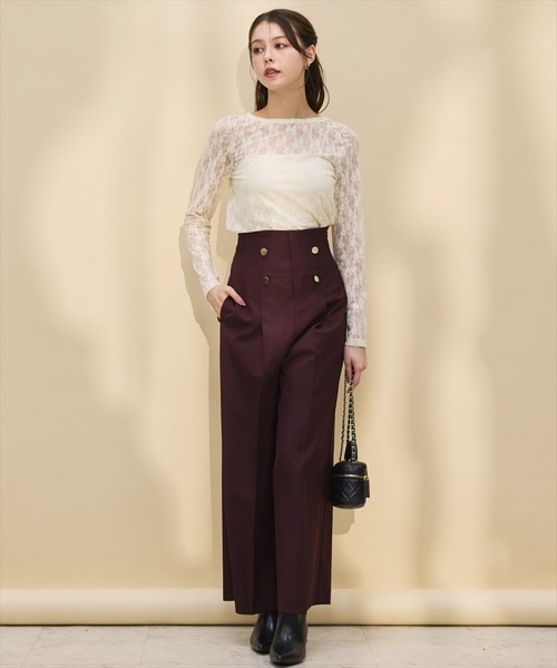 SWINGLE（スウィングル）の「ストレッチレースプルオーバー（Tシャツ/カットソー・レディース・ブラック/アイボリー・FREE）」の6枚目の写真