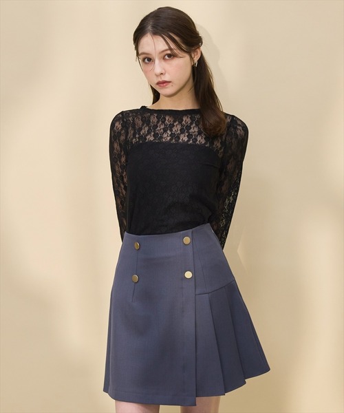 SWINGLE（スウィングル）の「ストレッチレースプルオーバー（Tシャツ/カットソー・レディース・ブラック/アイボリー・FREE）」の5枚目の写真