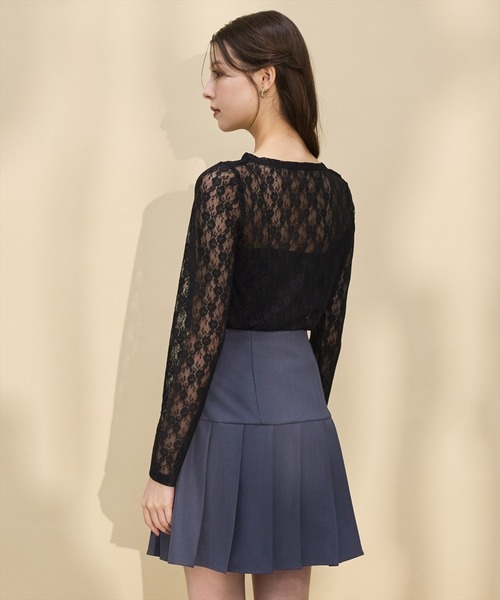 SWINGLE（スウィングル）の「ストレッチレースプルオーバー（Tシャツ/カットソー・レディース・ブラック/アイボリー・FREE）」の4枚目の写真