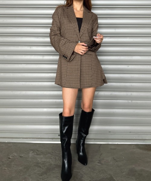 EGOIST（エゴイスト）の「フレアスリーブチェック柄シングルジャケット（セットアップ・レディース・マルチ・M/S）」の5枚目の写真