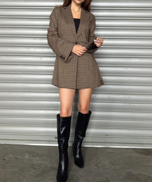 EGOIST（エゴイスト）の「フレアスリーブチェック柄シングルジャケット（セットアップ・レディース・マルチ・M/S）」の6枚目の写真