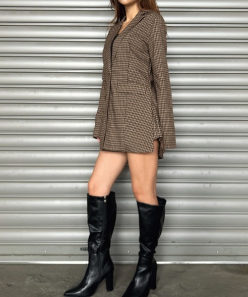 EGOIST（エゴイスト）の「フレアスリーブチェック柄シングルジャケット（セットアップ・レディース・マルチ・M/S）」の7枚目の写真