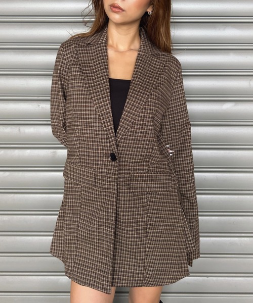 EGOIST（エゴイスト）の「フレアスリーブチェック柄シングルジャケット（セットアップ・レディース・マルチ・M/S）」の10枚目の写真