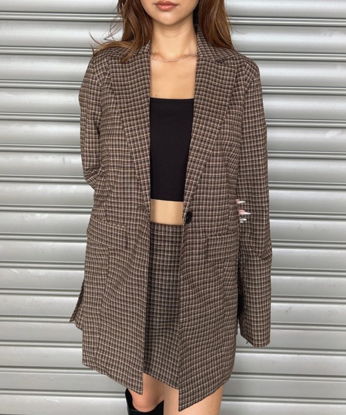 EGOIST（エゴイスト）の「フレアスリーブチェック柄シングルジャケット（セットアップ・レディース・マルチ・M/S）」の11枚目の写真