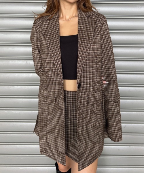EGOIST（エゴイスト）の「フレアスリーブチェック柄シングルジャケット（セットアップ・レディース・マルチ・M/S）」の12枚目の写真