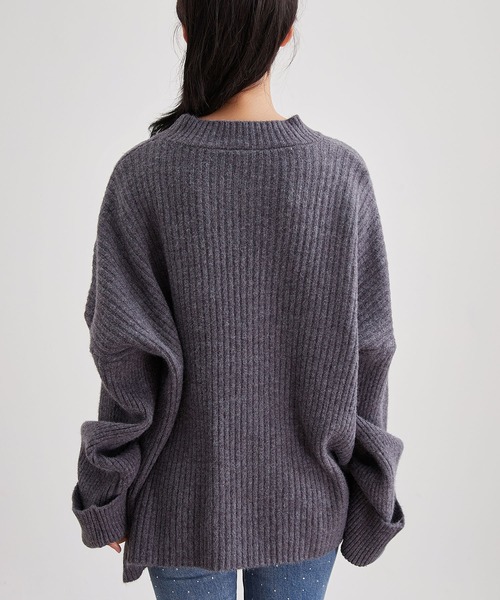 Lace Ladies(レースレディース)の「モックネック スリット リブ ニット プルオーバー(ニット/セーター・レディース・グレー/ブラック/アイボリー・FREE)」の16枚目の写真