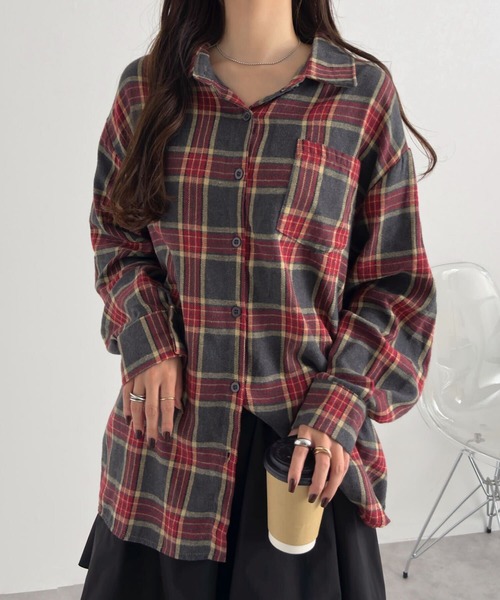 KOBE LETTUCE(コウベレタス)の「チェック柄ネルシャツ(シャツ/ブラウス・レディース・ブラウン/ピンク/ブラック/ベージュ/グレー・M)」の13枚目の写真