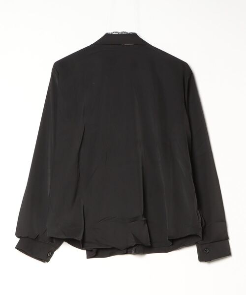 gossip!ロサンゼルス(ゴシップロサンゼルス)の「レオパード柄ネクタイ付き レース V ルーズシャツ ウエストドローコード長袖シャツ2 点セット(Tシャツ/カットソー・レディース・ブラック/ホワイト・M)」の3枚目の写真