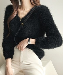 semuse（セミューズ）の「シャギーVネックニットトップス（ニット/セーター）」