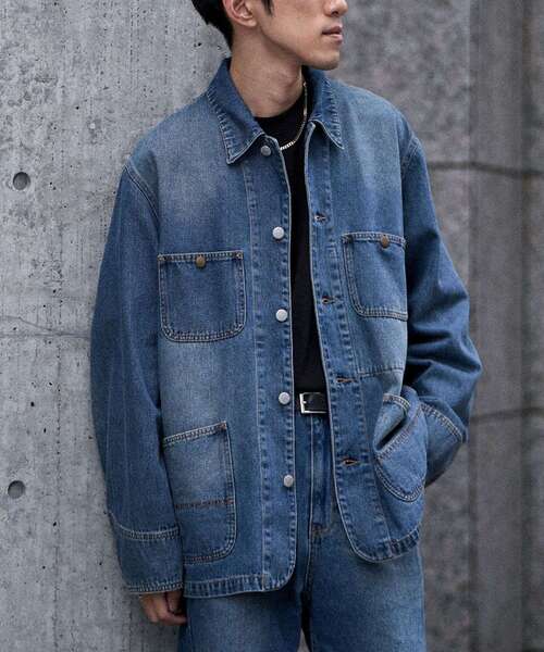 CRAFT STANDARD BOUTIQUE（クラフトスタンダードブティック）の「デニムカバーオール（デニムジャケット・メンズ・インディゴブルー/ライトインディゴブルー/グレー・L/S/M）」の5枚目の写真