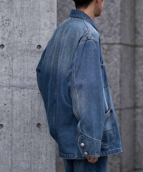 CRAFT STANDARD BOUTIQUE（クラフトスタンダードブティック）の「デニムカバーオール（デニムジャケット・メンズ・インディゴブルー/ライトインディゴブルー/グレー・L/S/M）」の12枚目の写真