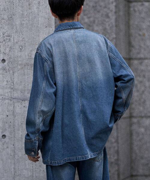 CRAFT STANDARD BOUTIQUE（クラフトスタンダードブティック）の「デニムカバーオール（デニムジャケット・メンズ・インディゴブルー/ライトインディゴブルー/グレー・L/S/M）」の15枚目の写真