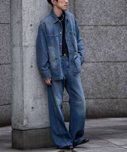 CRAFT STANDARD BOUTIQUE（クラフトスタンダードブティック）の「デニムカバーオール（デニムジャケット・メンズ・インディゴブルー/ライトインディゴブルー/グレー・L/S/M）」の8枚目の写真