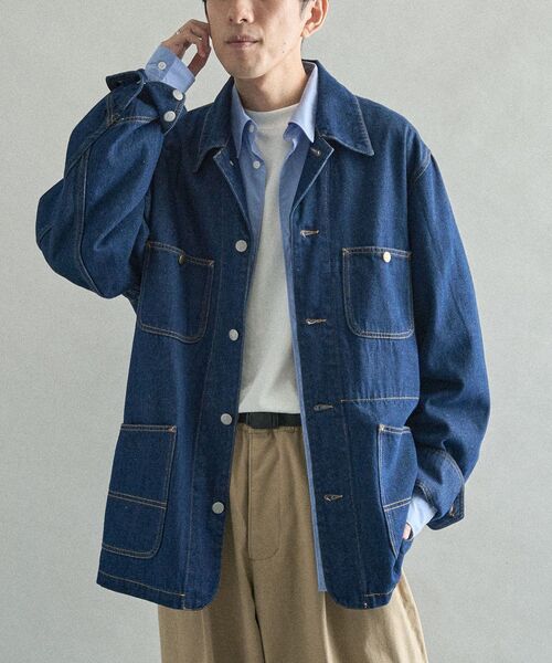 CRAFT STANDARD BOUTIQUE（クラフトスタンダードブティック）の「デニムカバーオール（デニムジャケット・メンズ・インディゴブルー/ライトインディゴブルー/グレー・L/S/M）」の9枚目の写真