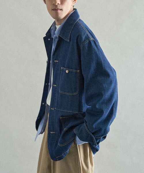 CRAFT STANDARD BOUTIQUE（クラフトスタンダードブティック）の「デニムカバーオール（デニムジャケット・メンズ・インディゴブルー/ライトインディゴブルー/グレー・L/S/M）」の4枚目の写真