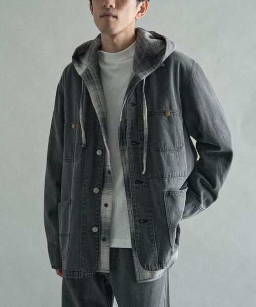 CRAFT STANDARD BOUTIQUE(クラフトスタンダードブティック)の「デニムカバーオール(デニムジャケット・メンズ・インディゴブルー/ライトインディゴブルー/グレー・L/S/M)」の1枚目の写真