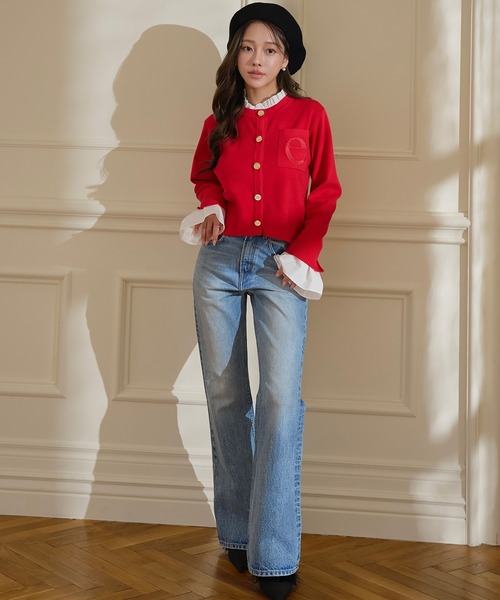 EIMY ISTOIRE（エイミーイストワール）の「スリムフレアデニムパンツ（デニムパンツ・レディース・ライトブルー・25inch/24inch/23inch）」の16枚目の写真