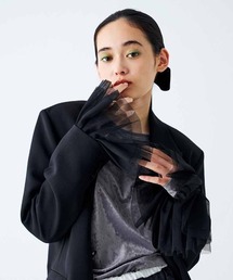 ＭＥＤＥ１９Ｆ　チュールギャザーカフス〈ブラック〉
