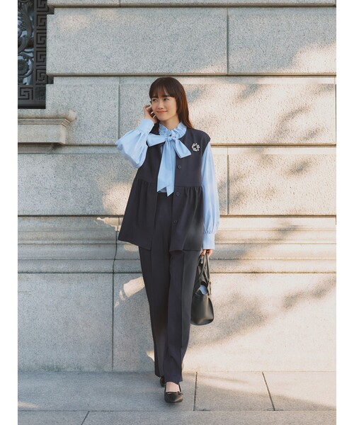 セレモニー・ハレの日】ペプラム ベスト × パンツ セットアップ