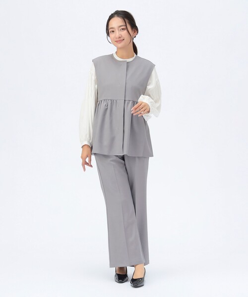 セレモニー・ハレの日】ペプラム ベスト × パンツ セットアップ