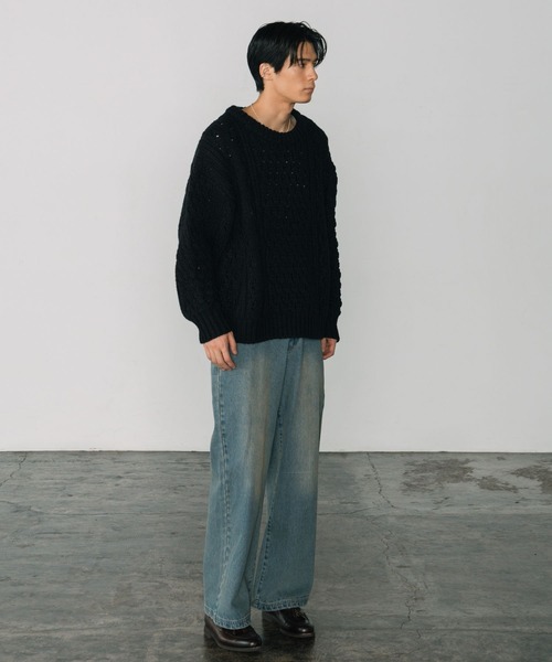 LURAKU(ルラク)の「【LURAKU】Wool Heavy Cable Knit / ウールヘビーケーブルニット(ニット/セーター・メンズ・オフホワイト/ブラック/ブラウン・L/M)」の11枚目の写真