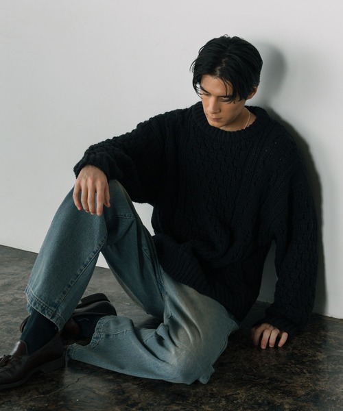 LURAKU(ルラク)の「【LURAKU】Wool Heavy Cable Knit / ウールヘビーケーブルニット(ニット/セーター・メンズ・オフホワイト/ブラック/ブラウン・L/M)」の12枚目の写真
