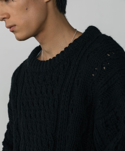 LURAKU(ルラク)の「【LURAKU】Wool Heavy Cable Knit / ウールヘビーケーブルニット(ニット/セーター・メンズ・オフホワイト/ブラック/ブラウン・L/M)」の14枚目の写真