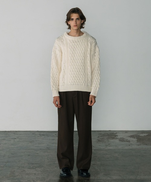 LURAKU(ルラク)の「【LURAKU】Wool Heavy Cable Knit / ウールヘビーケーブルニット(ニット/セーター・メンズ・オフホワイト/ブラック/ブラウン・L/M)」の15枚目の写真