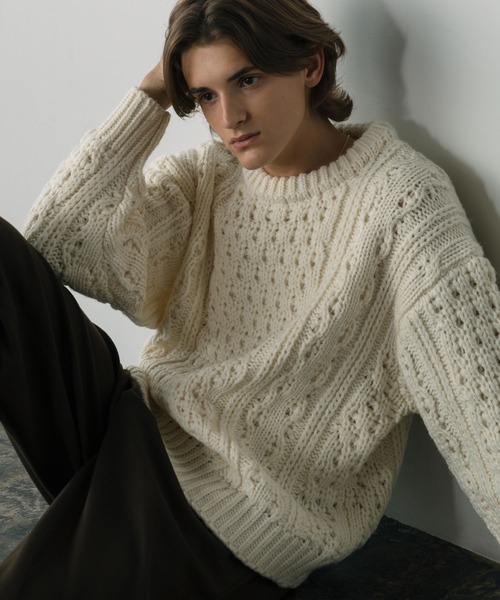 LURAKU(ルラク)の「【LURAKU】Wool Heavy Cable Knit / ウールヘビーケーブルニット(ニット/セーター・メンズ・オフホワイト/ブラック/ブラウン・L/M)」の17枚目の写真