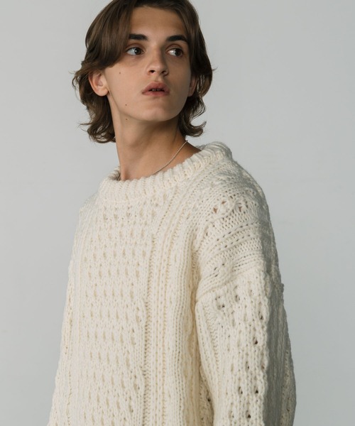 LURAKU(ルラク)の「【LURAKU】Wool Heavy Cable Knit / ウールヘビーケーブルニット(ニット/セーター・メンズ・オフホワイト/ブラック/ブラウン・L/M)」の20枚目の写真