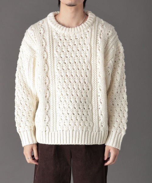 LURAKU(ルラク)の「【LURAKU】Wool Heavy Cable Knit / ウールヘビーケーブルニット(ニット/セーター・メンズ・オフホワイト/ブラック/ブラウン・L/M)」の21枚目の写真