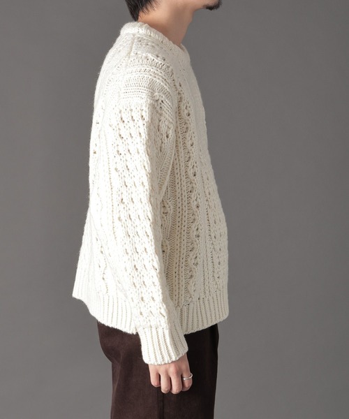 LURAKU(ルラク)の「【LURAKU】Wool Heavy Cable Knit / ウールヘビーケーブルニット(ニット/セーター・メンズ・オフホワイト/ブラック/ブラウン・L/M)」の22枚目の写真