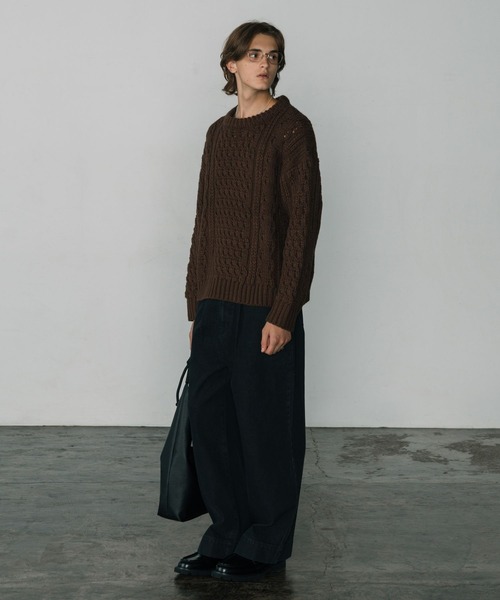 LURAKU(ルラク)の「【LURAKU】Wool Heavy Cable Knit / ウールヘビーケーブルニット(ニット/セーター・メンズ・オフホワイト/ブラック/ブラウン・L/M)」の5枚目の写真