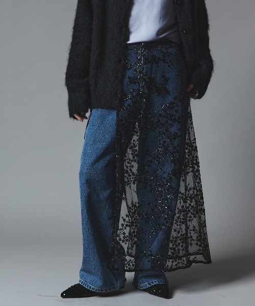 W:Huku(フーク)の「フラワー スパンコール ラップ スカート / Flower Sequined Wrap Skirt(スカート・レディース・ブラック/シルバー/ゴールド/ネイビー・FREE)」の2枚目の写真