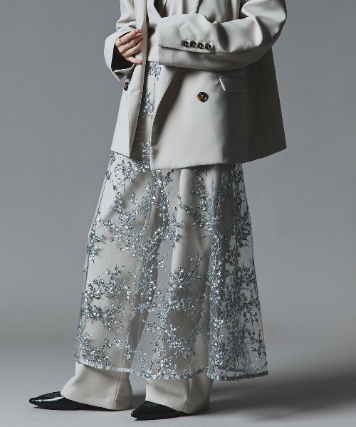 W:Huku(フーク)の「フラワー スパンコール ラップ スカート / Flower Sequined Wrap Skirt(スカート・レディース・ブラック/シルバー/ゴールド/ネイビー・FREE)」の9枚目の写真