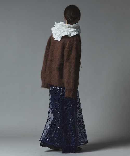 セール】フラワー スパンコール ラップ スカート / Flower Sequined