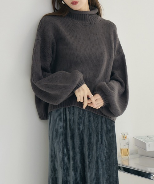 RU.TI.LE(ルチル)の「【RU.TI.LE】ロールネックニット(ニット/セーター・レディース・レッド/チャコールグレー・MEDIUM)」の7枚目の写真