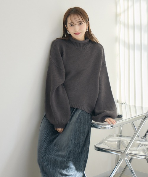 RU.TI.LE(ルチル)の「【RU.TI.LE】ロールネックニット(ニット/セーター・レディース・レッド/チャコールグレー・MEDIUM)」の8枚目の写真