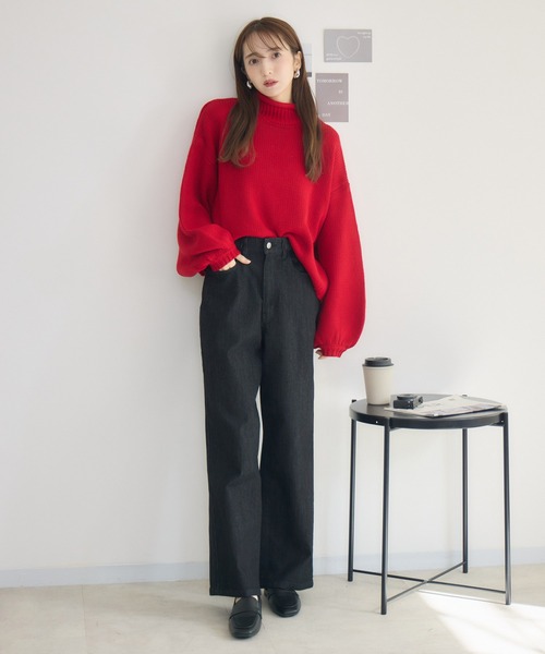 RU.TI.LE(ルチル)の「【RU.TI.LE】ロールネックニット(ニット/セーター・レディース・レッド/チャコールグレー・MEDIUM)」の9枚目の写真