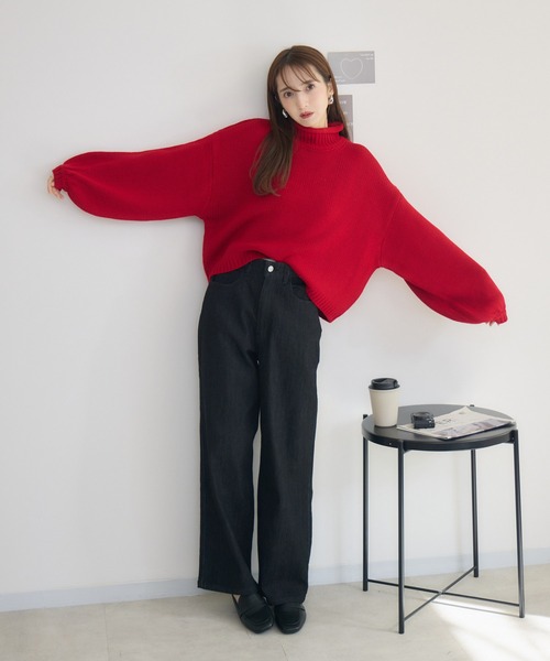 RU.TI.LE(ルチル)の「【RU.TI.LE】ロールネックニット(ニット/セーター・レディース・レッド/チャコールグレー・MEDIUM)」の13枚目の写真