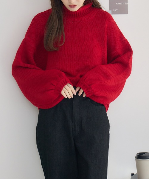 RU.TI.LE(ルチル)の「【RU.TI.LE】ロールネックニット(ニット/セーター・レディース・レッド/チャコールグレー・MEDIUM)」の18枚目の写真