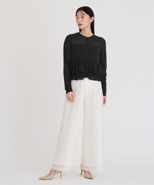 UR'S(ユアーズ)の「シアーペプラムカットソー(カーディガン/ボレロ・レディース・ブラック/ミント/ネイビー/ホワイト・S/L/M)」の11枚目の写真