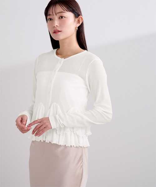 UR'S(ユアーズ)の「シアーペプラムカットソー(カーディガン/ボレロ・レディース・ブラック/ミント/ネイビー/ホワイト・S/L/M)」の8枚目の写真