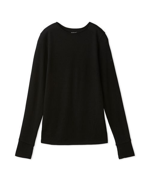 emmi(エミ)の「Mt.Breath WoolRクルーネックトップス(Tシャツ/カットソー・レディース・オフホワイト/ブラック/ライトブルー・F)」の1枚目の写真