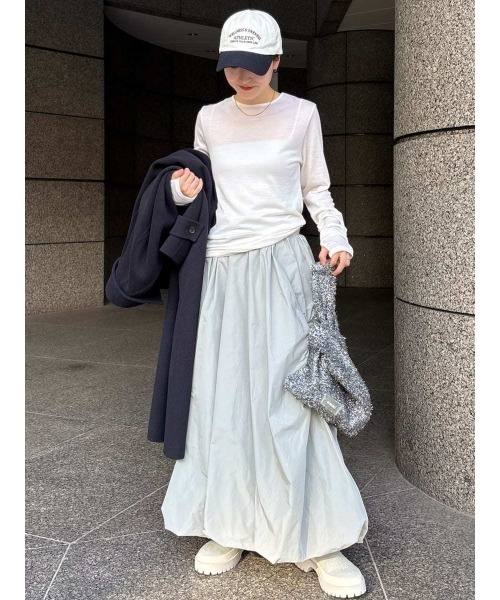 emmi(エミ)の「Mt.Breath WoolRクルーネックトップス(Tシャツ/カットソー・レディース・オフホワイト/ブラック/ライトブルー・F)」の8枚目の写真