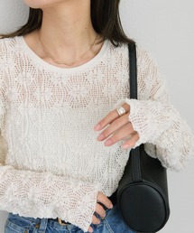 PUAL CE CIN | フラワージャガードストレッチレースプルオーバー(Tシャツ/カットソー)