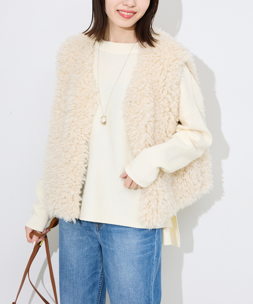 SLOBE IENA(スローブイエナ)の「《セットアップ対応可/WEB限定/追加》コットンダブルフェイスプルオーバー(ニット/セーター・レディース・ボルドー/ブラック/アイボリー/グレー・FREE)」の8枚目の写真